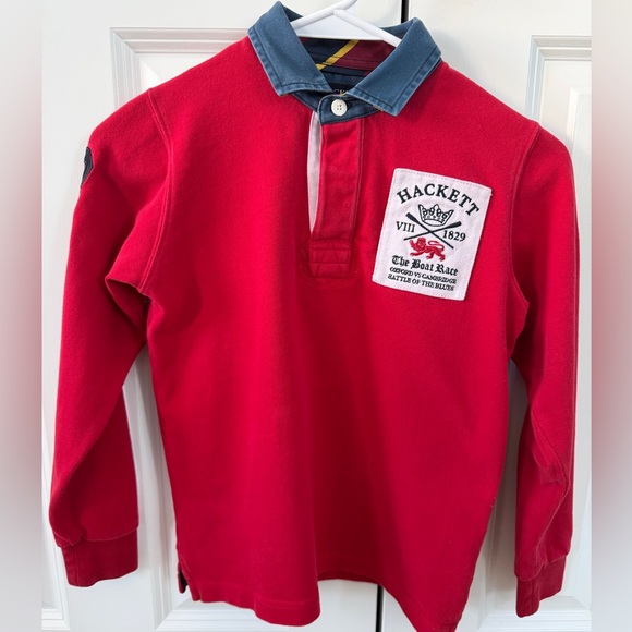 Hackett London Boys Red Long Sleeve Polo | Oxford Cambridge Boat Race | Size 7–8 - Picture 3 of 14